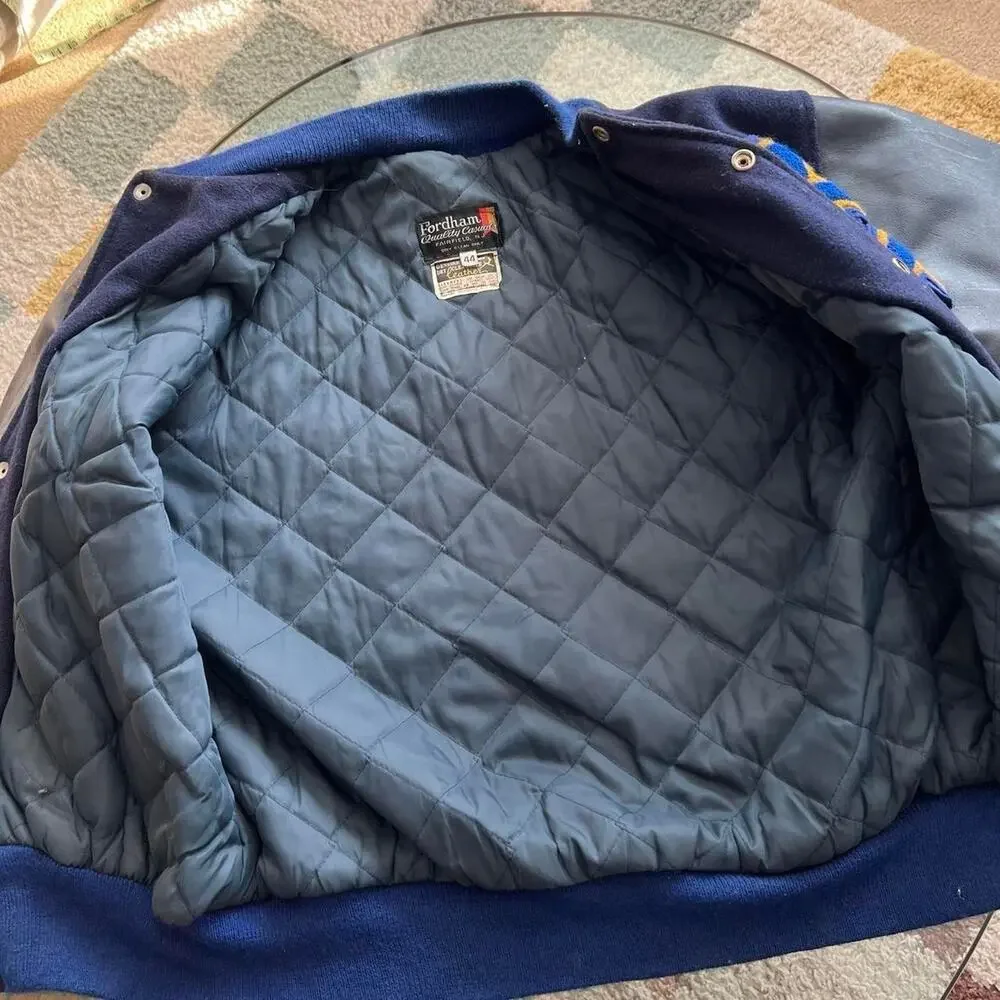 Vintage 1990 Fordham Quality Casuals Varsity Jacket | Wool & Leather | Size 44